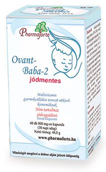 Ovant-Baba2 jódmentes terhesvitamin - 26 komponensű terhesvitamin, a várandósság, szoptatás során feltétlenül szükséges vitaminokkal és mikroelemekkel a magyarországi szükségletnek megfelelően. 